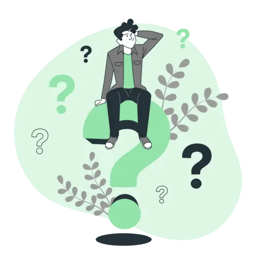 Illustration eines mannes der Fragen hat